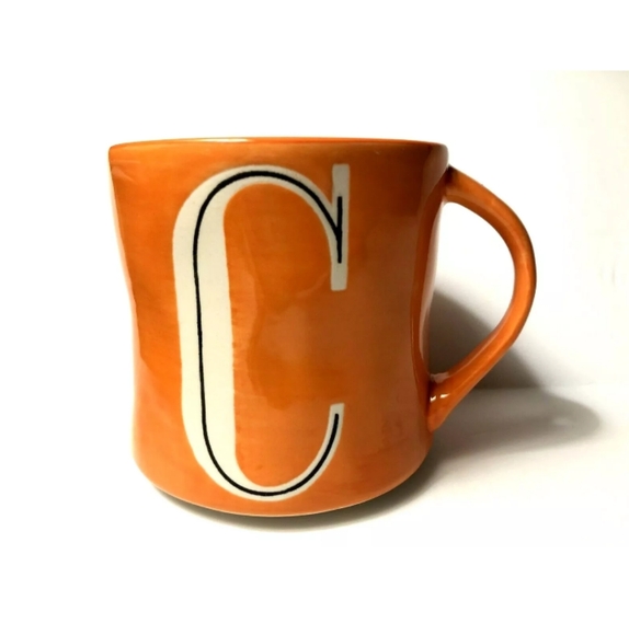 Anthropologie Other - Anthropologie FALL Mug Hand Painted Letter Orange Ceramic Mug with Letter C